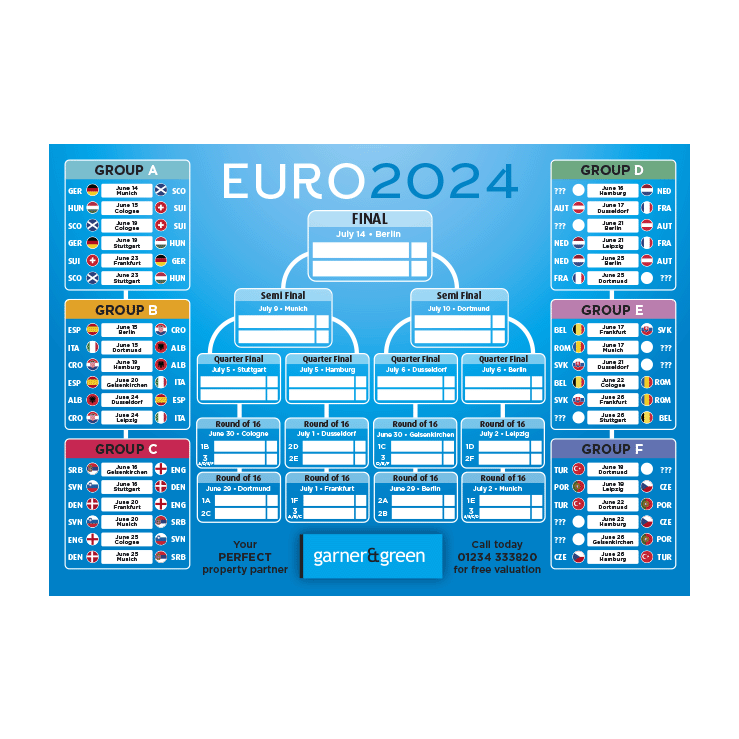 Euro 2024 Flyer, leaflet and Wall chart designs